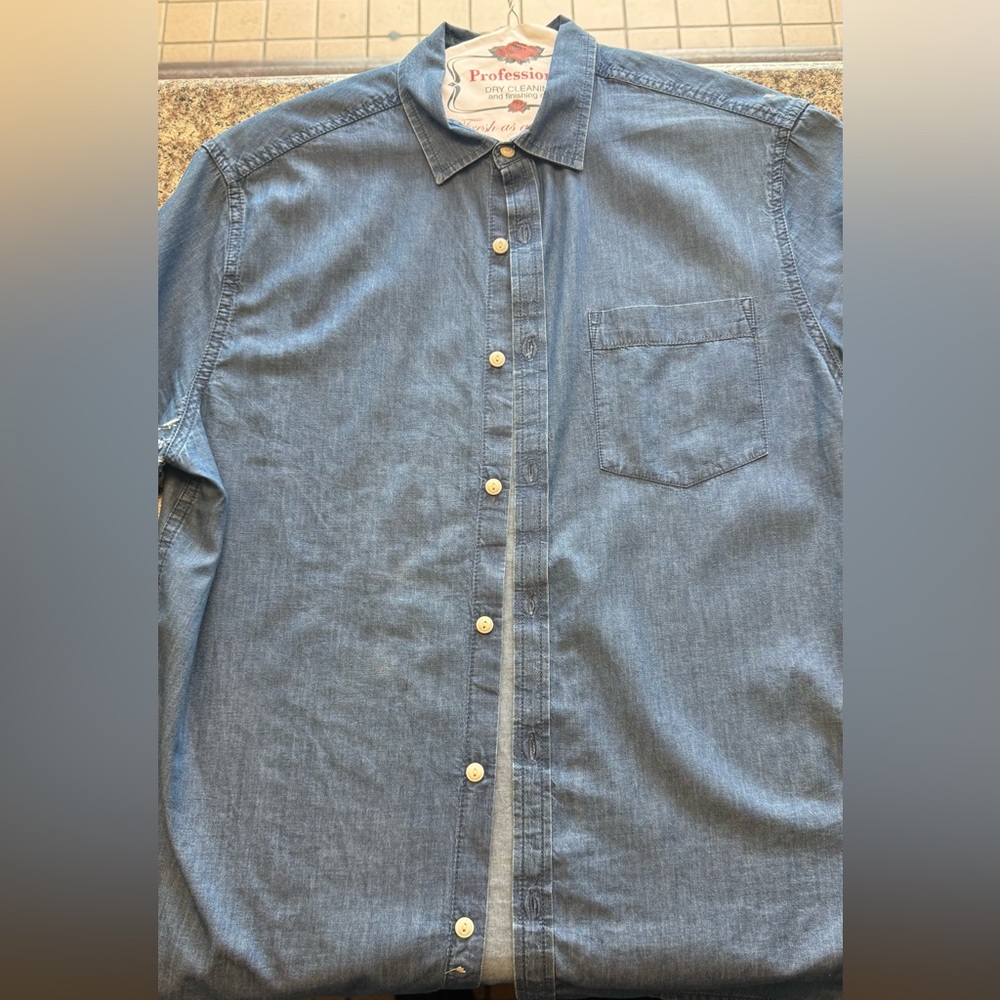 Denim & Flower Blue Casual Button Down Shirt